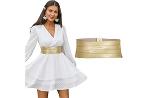LEACOOLKEY Cintura Larga Donna in Pelle Elastica,Cintura Vita Moda per Abiti e Jeans, Regalo Elegante per Feste