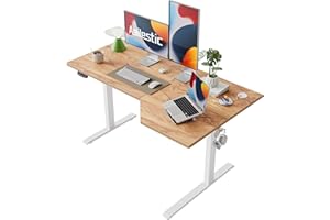 ‎AGILESTIC Agilestic Elektrischer Stehschreibtisch, L-förmiger 140 cm höhenverstellbarer Schreibtisch, Sitz- und Stehtisch für Home Office, ergonomischer aufsteigender Computertisch mit Splice Board, Hellbraun