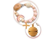 Schnullerkettenwelt Schnullerkette mit Namen - personalisiert aus Silikon und Holz für Baby Mädchen & Jungen mit Wunschname (Rosa)