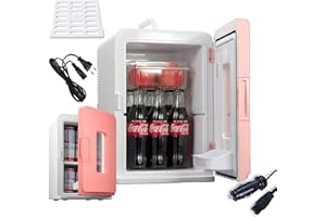 NORTHCLAN Mini Frigo de Chambre 15L/21 Canettes, 12V/220V Réfrigérateur Cosmetique avec ECO Mode Silencieux, Fonction Garder Froid/Chaud, Glacière Portable de Beauté pour Voiture, Rose