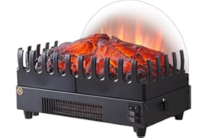 RICHEN Inserto para Chimenea eléctrica Atlas | Independiente | Efecto de Llama 3D | Calentador, Calefacción de 2000W | 2 Niveles de calefacción y termostato | Negro