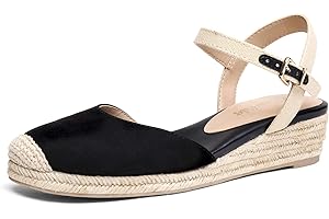 DREAM PAIRS Women's Espadrilles Wedge Sandals Closed Toe Adjustable Ankle Strap Mid Low Heel Summer Shoes