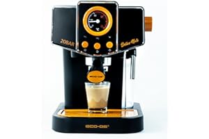 ECO-DE ECODE® Macchina Caffè Cialde ESE 44 Espresso e Caffe Macinato in Polvere con Montalatte per Cappuccino, Tè o Infusioni – Coffee Machine 20 bar e Vaporizzatore in Acciaio – Disegno Stile Vintage