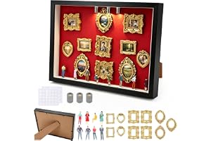 CEWROM DIY mini museum silhuettbox, minifigurer människor museum, foto minnesvisningsset med 8 mini gyllene ramar & 8 slumpmä