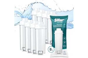 Sillar Set da 8x Filtro Acqua per Macchine da Caffè Delonghi DLSC002, SER3017 & 5513292811 - Compatibile con le Serie ECAM, ESAM, ETAM | Adatto a Dinamica, PimaDonna | Cartucce a Carbone Attivo