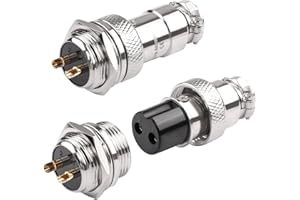QIANRENON 2 connettori GX16 placcati in oro a 2 pin per aviazione, connettore a 2 pin, adattatore rotondo, M16 mm, 400 V/7 A