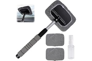 AETHERAURORA Scheibenreiniger Auto Innen mit 3 Mikrofaserpads und Sprühflaschen Verbessertes Autoscheiben Innenreiniger Erweiterbares Windschutzscheiben Reiniger 180 Grad Drehbar Auto Fensterwischer Kit Mehrweg