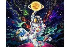 TISHIRON DIY Painting by Numbers for Adults, Starry Sky Paint by Numbers, Astronaut Adult Paint by Numbers Kits on Canvas, Flameless Paint by Numbers for Beginner and Kids, Crafts for Adults 16X20 Inch