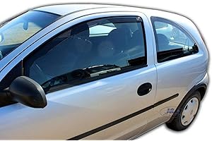 J&J AUTOMOTIVE | Heko Deflecteurs d'air Déflecteurs de Vent Compatible avec Corsa C 3P. Berlina 2000-2006, Ensemble 2 pièces, Noir, Fumé, Aérodynamique, Montage Facile