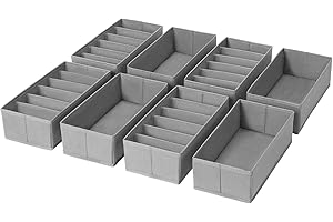 DIMJ 8 Piezas Organizador de Cajones Armarios - Separadores de Cajones para Ropa Interior no Tejido, Caja Plegable Cajas Organizadoras para Calcetines, Ropa Infantil, Corbatas, Gris Claro