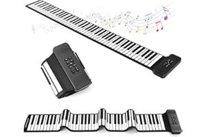 Lujex Roll Up Piano Teclado Portátil 88 Teclas,Teclado de Piano Digital Silicona Flexible Electronic Piano Teclado MIDI con USB Pianos Para Niños (88 Teclas)