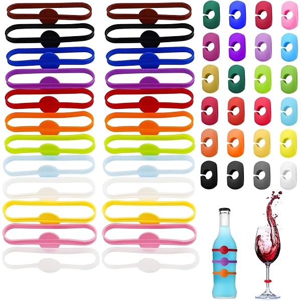 Segna Bicchieri Calici Segnabicchieri In Silicone JOPHEK - 36 Pezzi Colorati Per Feste E Eventi Identificatore Bicchieri Vino Colorato - copertina