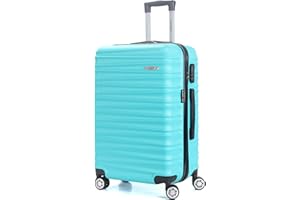 TROLLEY ADC Valise Grande Taille 75cm – Bagage Soute XL 94L ABS Léger et Résistant – 4 Roues Doubles 360° Silencieuses – Cadenas 3 Chiffres – Bleu Lagon Collection Lana