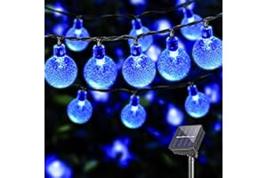 LQWELL® Guirlandes lumineuses solaires à l'extérieur - 60 LED - 13 M - IP44-8 Modes - Pour ExtÉRieur/IntÉRieur - Pour Imperméable Jardin, Terrasse, Balcon, Mariage, FÊTe (13M 60LED Bleu)