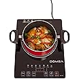 DOMEA Infrared Cooktop, 2000W Power, 1 Hot plate Burner, 7 Preset Functions | A-Grade Micro Crystal Panel With Easy Touch Digital Control, For Fast & Precise Cooking, All Cookware, Child Safety Lock