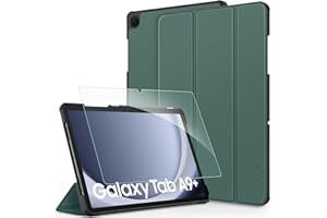 CACOE Coque Compatible avec Samsung Galaxy Tab A9+ / A9 Plus 11 2023, Fin Étui avec Verre Trempé avec Fonction Support pour SM-X210/ X215/ X216 2023,Vert Nuit Foncé