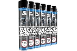 AABCOOLING 6x Bomboletta d’Aria Compressa 750ml per Pulire Accessori PC, Tastiera, Stampanti, Televisioni, Fotocamere e Altri, Spray Contatti con Tubo di Estensione, Rimozione di Polvere, Compressed