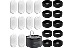 VILLAPOOL 20 cat water fountain filters,10Pcs Activated Carbon pet water fountain filters and 10Pcs Foam Filter for 3.2L/2L Cat Water Fountain,Triple Filtration High efficiency pet fountain filters