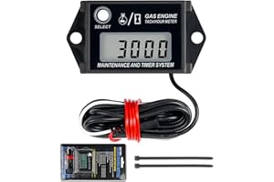 NINE-RONG Jayron Tachymètre de Compteur Horaire Numérique,Rappel de Maintenance,Rappel de Régime Maximal,étanche pour Tout Moteur à essence ZTR Tondeuse à Gazon Générateur Hors-bord ATV Moto Tronçonneuse