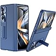 for Samsung Galaxy Z Fold 4 Case: Built-in Screen Protector & Kickstand, Spring Hinge Protection, Comfortable Touch and Durable Slim Fit Phone Cover for Samsung Galaxy Z Fold 4 5G (Matte Blue)