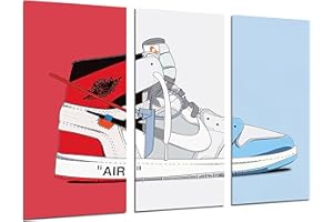 CUADROS CAMARA Cuadros Cámara Lot de 3 tableaux décoratifs muraux modernes pour salon, chambre à coucher, chambre à coucher, impression sur bois avec crochets Nike Air Jordan (97 x 62 cm)