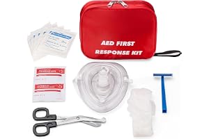 AED First Kit med HLR, handskar, rakhyvel, sax, gasbindor och rengöringsservetter för AED-träning