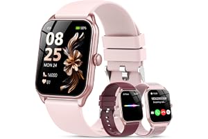 Reloj Inteligente Mujer-3 Correas, Llamadas Bluetooth y Voz AI, Whatsapp Notificación,1.83" Smartwatch Mujer con SpO2 Pulsómetro Monitor de Sueño,120+Modos Deportes, Impermeable IP68 para iOS/Android