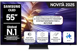 Samsung Smart TV 55'' QE55S94FAEXZT OLED 4K, NQ4 AI Gen3 Processor, 4K AI Upscaling Pro, Motion Xcelerator 144Hz, Dolby Atmos & OTS Lite, LaserSlim Design, 2025