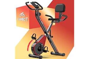 VANNECT Upgraded Folding Exercise Bike with 16-Level Adjustable Magnetic Resistance, 360LBS Quiet Foldable Indoor Cycling Bike, Fitness Stationary Bike with LCD Display & Large Comfortable Seat Cushion