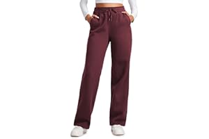 CRZ YOGA Femme Pantalon de Survêtement Quotidien Doublure en Coton et Polaire Chaud Doux Jambes Droites avec Poches