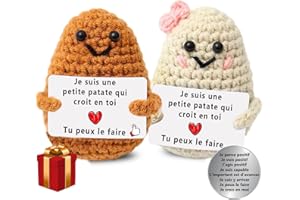 nedit Patate avec Message Positif - Idée Cadeau Original - Cadeau Anniversaire Femme/Homme/Ado/Enfants - Patate Tricotée pour la Confiance en Soi - Gadget Insolite Rigolo (Beige + Marron)
