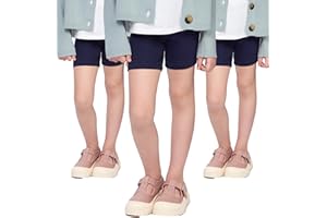 hi!mom School Short Leggings for Girls Cotton Rich 1/2 Length Shorts for School Uniform I Over-Knee Baby Kids Cotton Legggings Dancing School Elastic Soft Short Pants, 2-13 Years