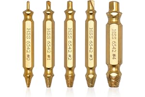DAKCOS 5 pezzi set estrattore vite per la rimozione di viti facilmente danneggiati, realizzati in HSS6542,durezza 63-65,oro
