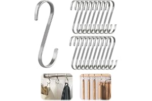 Rairsky 20 stycken S krokar rostfritt stål platt 8 cm, metallkrok för upphängning