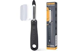 Pelapatate girevole Deiss PRO Premium - Pelapatate affilato in acciaio inox con facile impugnatura antiscivolo, pelapatate per cucina, frutta, carote, mele, verdure, kiwi, resistente e lavabile