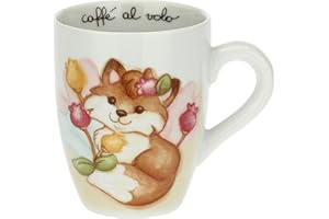 THUN - Mug con Volpe Grace - Linea Grace, Home Is Where Your Family Is - Cucina, caffè al Volo - Porcellana - 300 ml; Box: 19,5x12,5x11; Mug: Ø 8,5