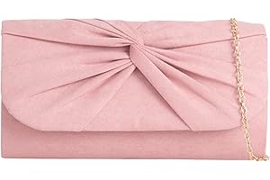 USHOPUK Suede Pleated Style Bridal Prom Wedding Evening Clutch Party Purse Hand Bag