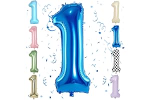 SOWIDE Blue 40 Inch Number 1 Balloon,Large Self Inflating Dark Blue Foil Number Balloons 0-9 for Boys Girls,Digit One Balloons for 1st Birthday Party Decorations Supplies