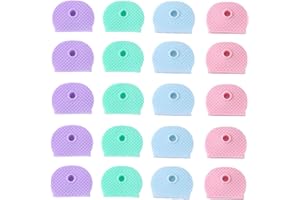 BSYFOP 20 Pcs Key Covers Caps, Assorted Colors Keycaps, Flexible Key Covers, Key Covers Caps Toppers Tags Set, Key Identifiers Caps Key Cap Label for Easy Identifying Door Keys, 4 Colors