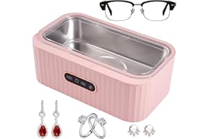 Vusddy Nettoyeur à Ultrasons 45khz Rose Nettoyeur à Ultrasons Portable 500ml Nettoyeur à Ultrasons pour Bijoux Appareil de Nettoyage à Ultrasons Professionnel pour Pinceaux de Maquillage Bijoux