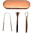 BMARLF Nice Tongue Scrubber,Tongue Scraper with Case, Tongue Scraper for Adults - Includes Multiple Tongue Scrapers for Cleanliness (Gold)