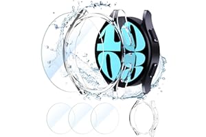 CAVN Screen Protector Compatible with Samsung Galaxy Watch 6 40mm, [3+1] 9H Hardness Anti-Scratch Tempered Glass Screen Protector with PC Bumper Case for Galaxy watch 6 Clear