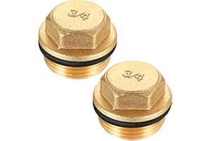 BIEMIAN 2 Stk 3/4" Messing Stopfen, Messing Blindstopfen 3/4 Zoll Außengewinde, G3/4"(Ø25mm) Blindstopfen Rohr Endkappe mit Gummiring, Endstopfen Verschlussstopfen Außengewinde 3/4 zoll für Wasserleitungen