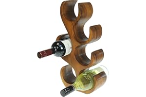 Namesakes® Casier à vin en Bois Massif Arbre Sculpture nouveauté 6 Porte-Bouteille sculpté à la Main à partir d’Une Seule pièce de Bois - foncé