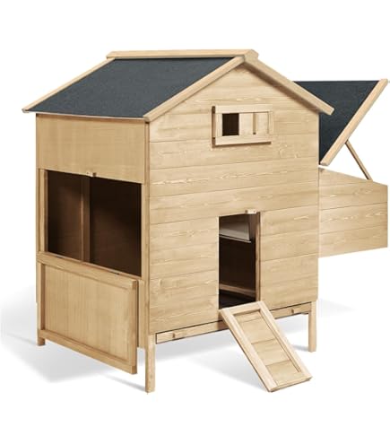 Pollaio Mobile Su Ruote - Legno Di Pino 220x114x125cm Con Nido E Cassetto