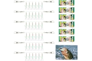 GODTKOWTY 6pcs Mackerel Feathers Rigs 36 Hooks, Pre-Tied Sea Fishing Rigs with Luminous Beads and Bionic Flying Insects Lure for Mackerel, Pollock, Cod, Herring, Bass - Includes Swivel Snap for Easy Use