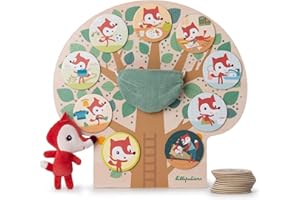 LILLIPUTIENS - Árbol imantado de los rituales del día - 19 fichas imantadas con escenas para Contar la Historia del día - Expresar Las emociones y desarrollar la Capacidad narrativa - 2 años+