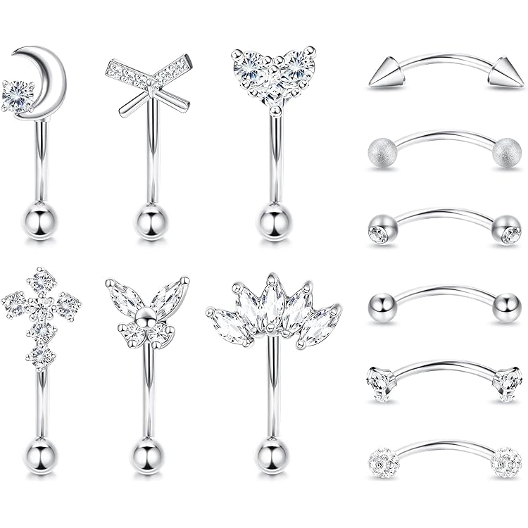 Piercing push in - chirurgisch staal - 1x8x3 mm - zilver