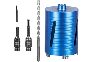 SALI Diamond Core Drill Bit Set 117mm x 150mm Long Turbo Laser-Welded Segments for Concrete Brick Block Stone Masonry Granite Drill Bit Core Accessories with SDS Adapter,Hex Shank Adapter,Centre Drill Bit