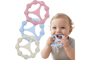 Cunitin Baby® Mordedor Bebe Refrigerante, Pack de 3 Mordedores Bebes 3-6meses, 6-12 Meses, Juguete Dentición a partir de 3 Meses de Silicona Segura y Libre de BPA con Texturas y Fácil Agarre